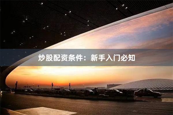 炒股配资条件：新手入门必知